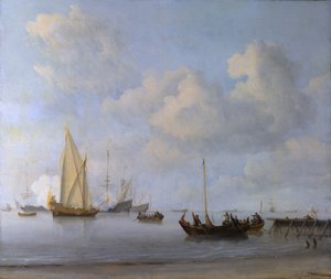 穏やかなヨットに引き出すボート 作： Willem van de Velde the Younger